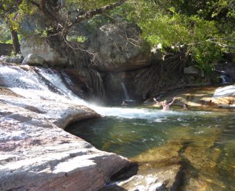Bathing in Waterfall